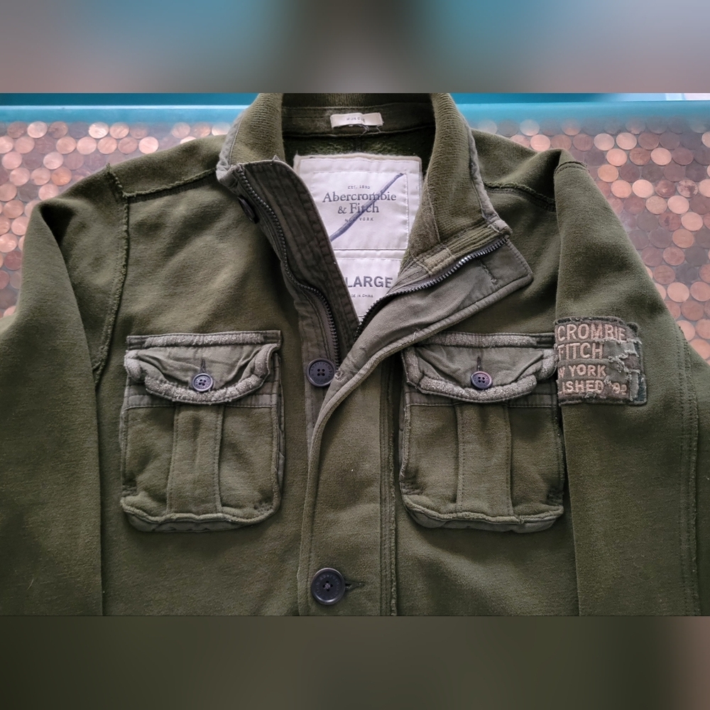 Abercrombie & Fitch Men's Dark Green Military Jacket